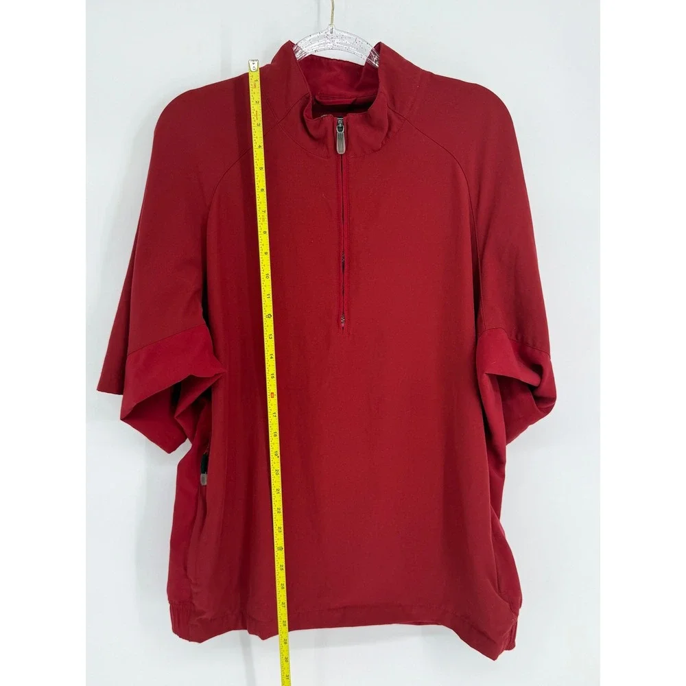 Adidas‎ ClimaProof Golf Windbreaker Pullover Red Short Slv Mens Sz L Quarter Zip